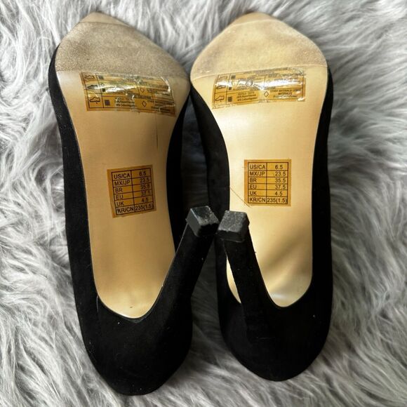 FOREVER 21 Heels Sz 6.5 Pointed Closed Toe Black Suede Pump Stilettos Career - Picture 5 of 6